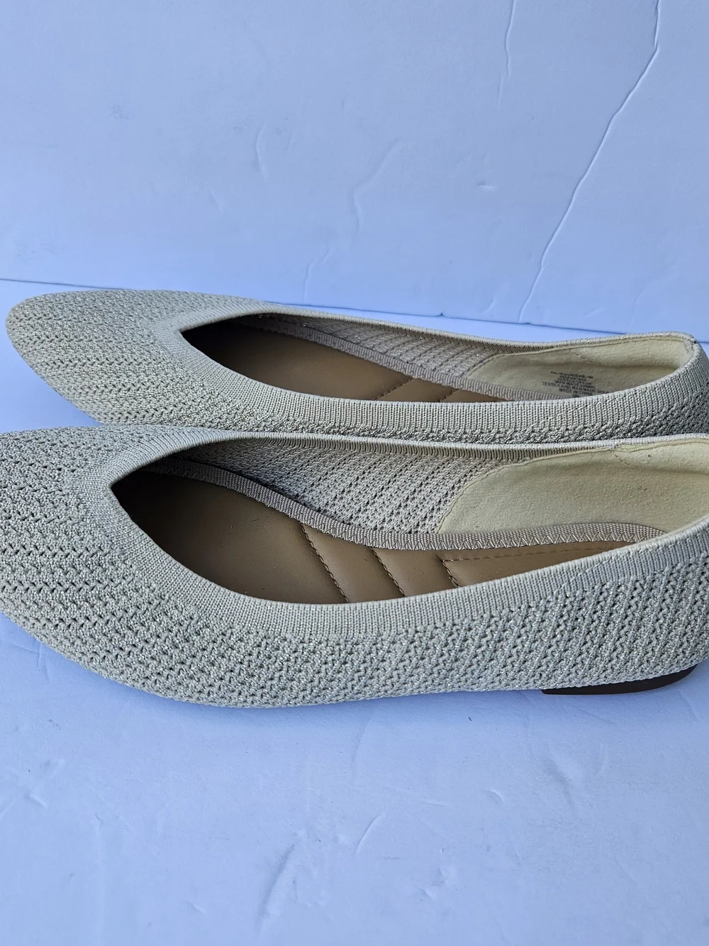 Kelly & Katie Womens Knit Pointed-Toe Ballet Flats in Beige
